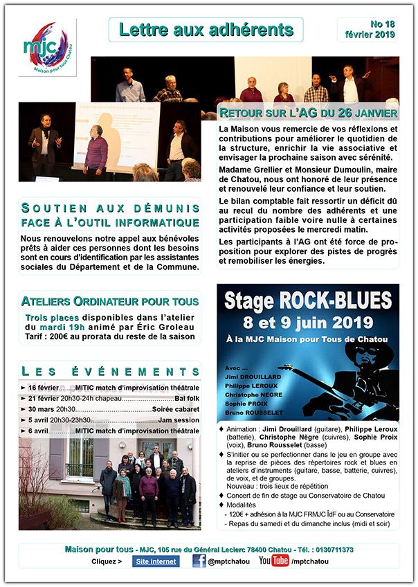 Lettre aux adhérents n°18