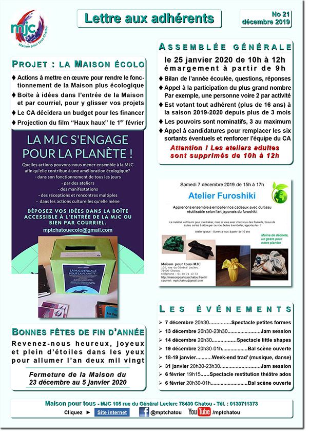 Lettre aux adhérents n°21